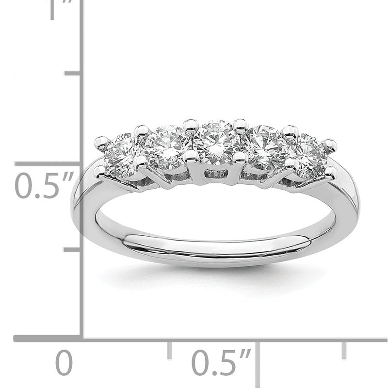 14K White Gold 1/2 carat Lab Grown Diamond VS/SI  D E F  5 Stone Ring