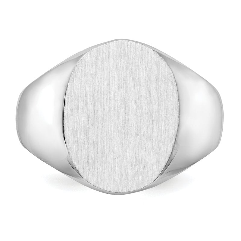 14k White Gold 12.5x15.0xmm Closed Back Signet Ring