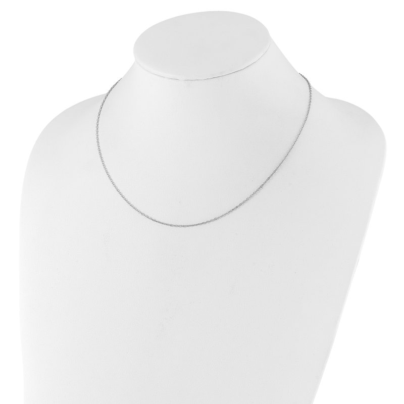 Sterling Silver RH-plated 1.2mm Cable 16in w/2in ext. Chain