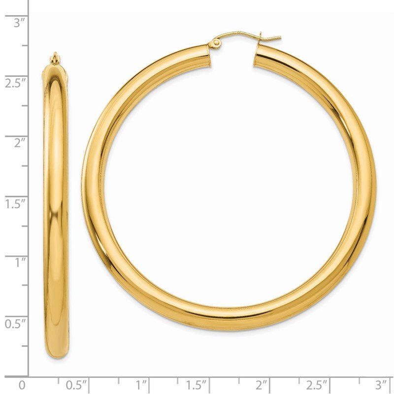 14k 5x60mm Polished Lightweight Tube Hoop Earrings