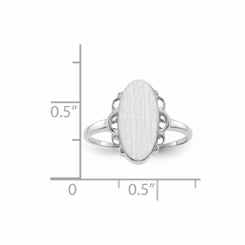 14k White Gold 7.0x14.5mm Open Back Signet Ring