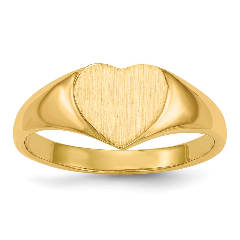 14k 8.5x7.5mm Open Back Heart Signet Ring