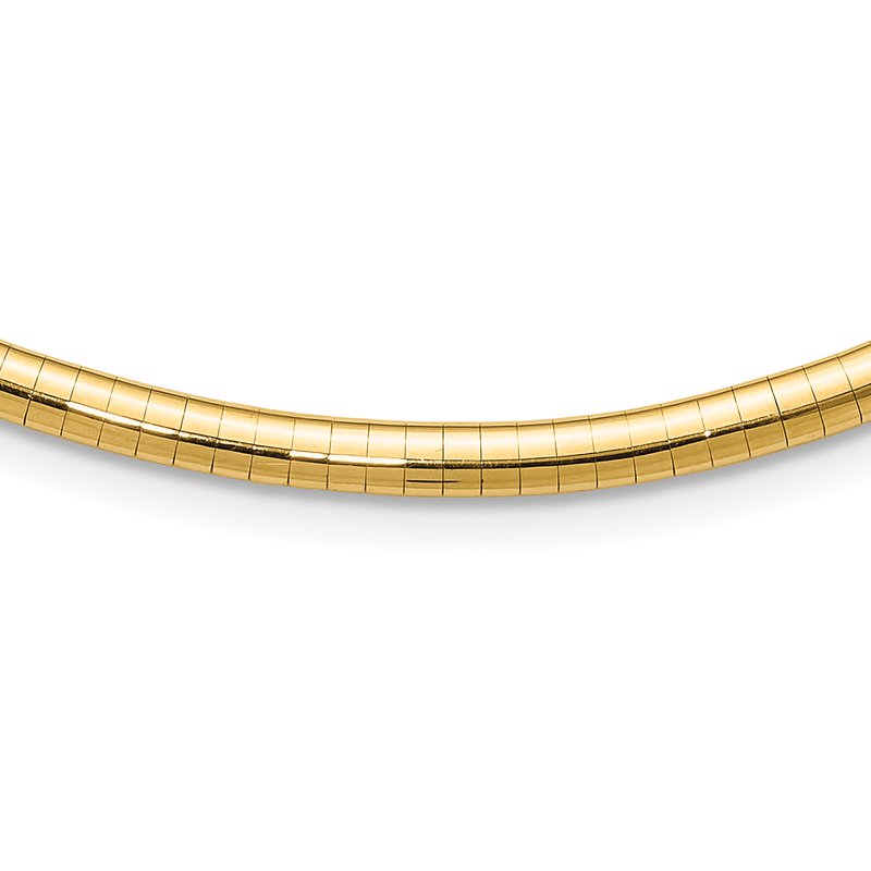 14k Polished 4mm Lightweight 16 inch Domed Omega Necklace