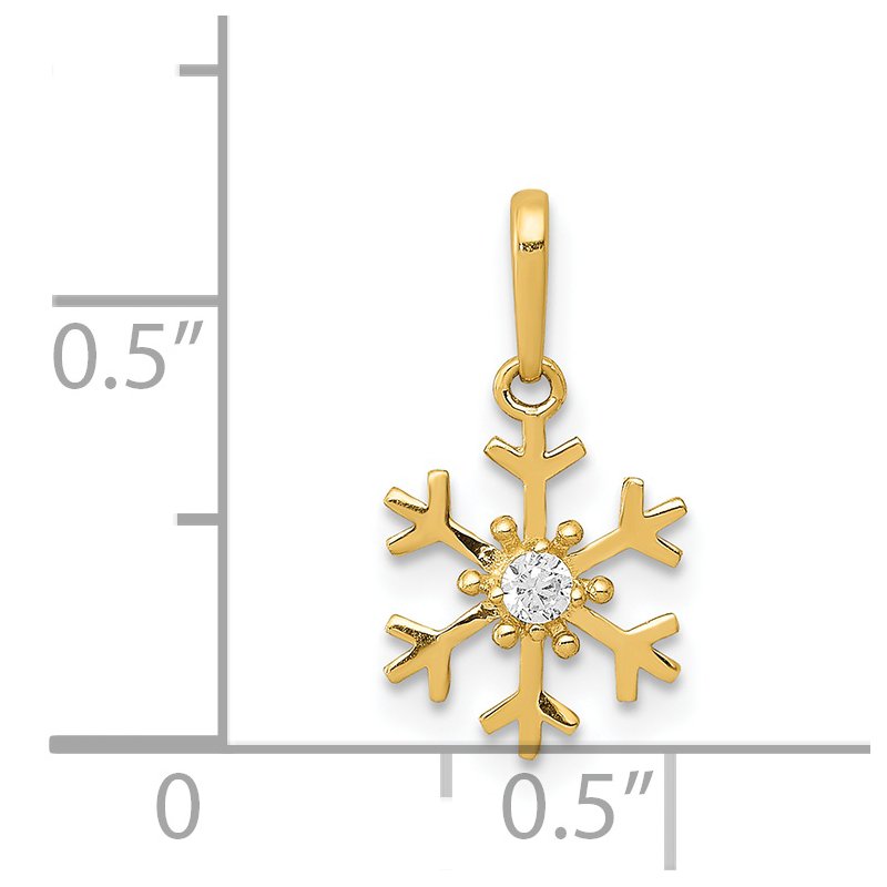 14k Polished CZ Snowflake Charm