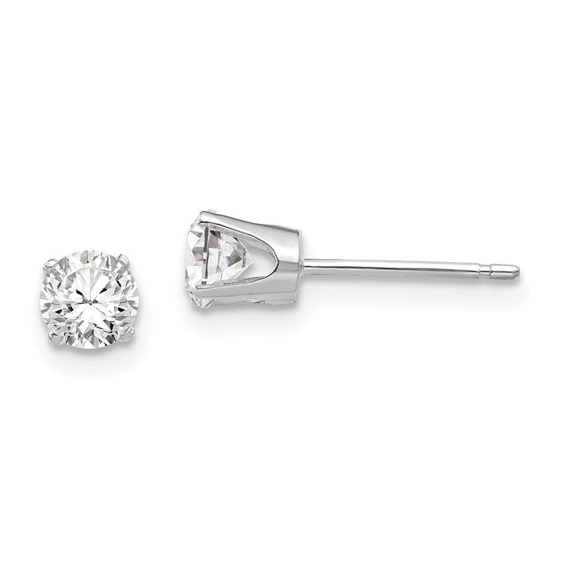14k White Gold 4.25mm Round CZ Stud Earrings
