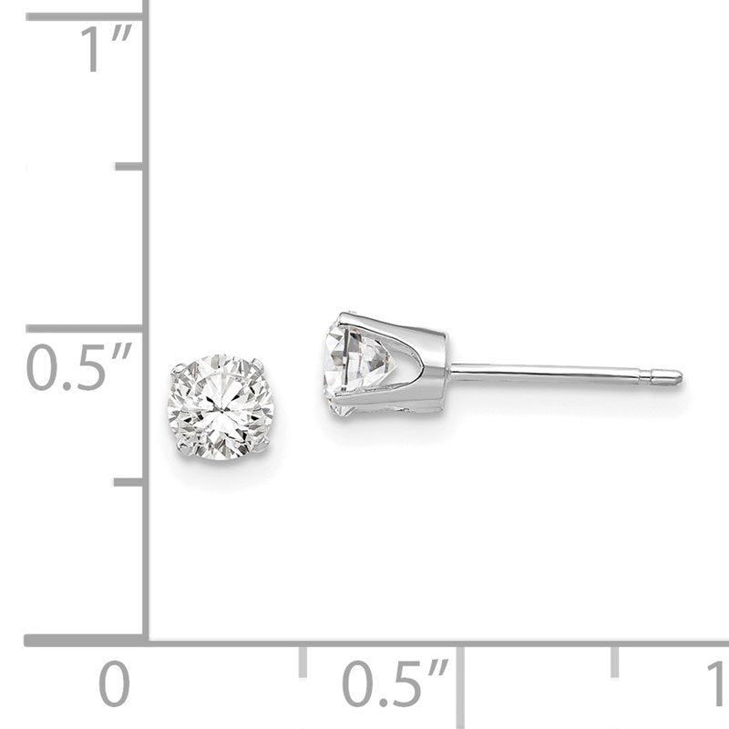14k White Gold 4.25mm Round CZ Stud Earrings