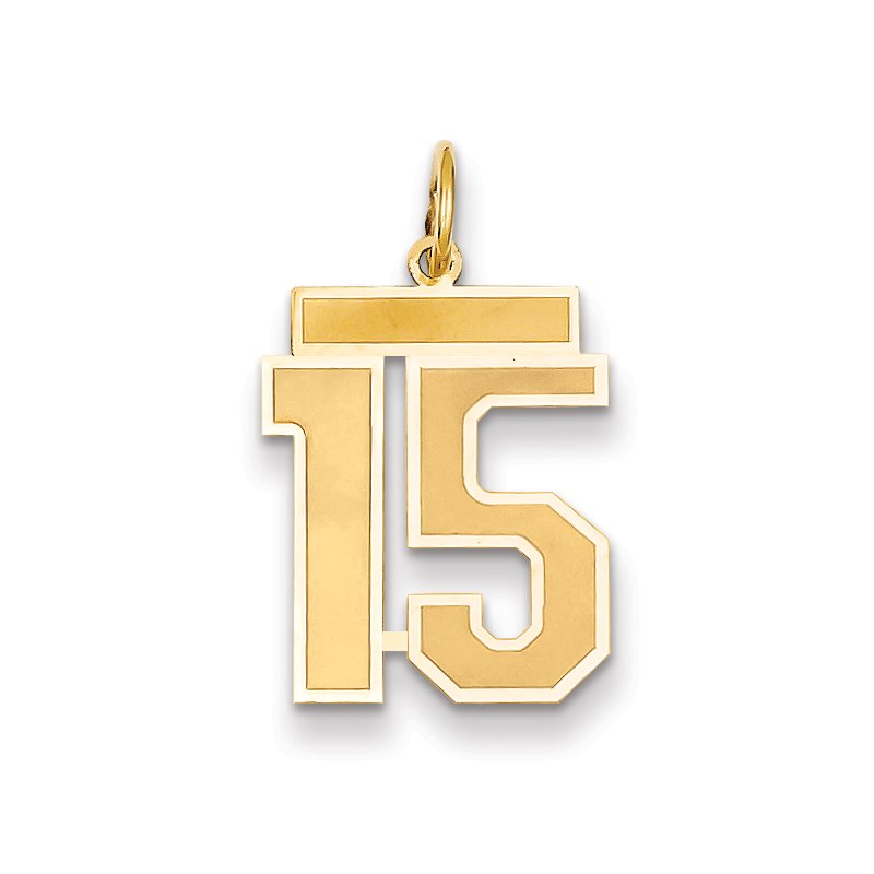 14k Medium Satin Number 15 Charm