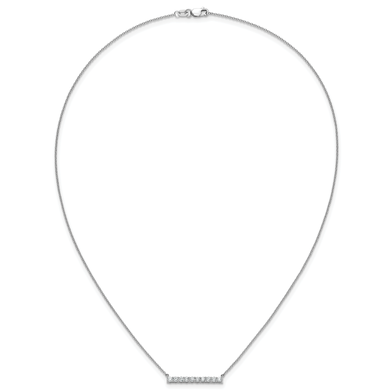 14k White Gold 1/10 carat Diamond Bar 18 inch Necklace