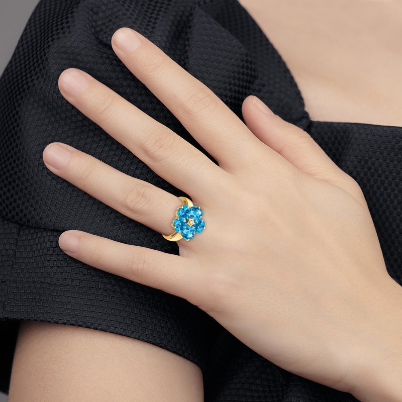 14k 6mm Heart Blue Topaz VS Diamond ring
