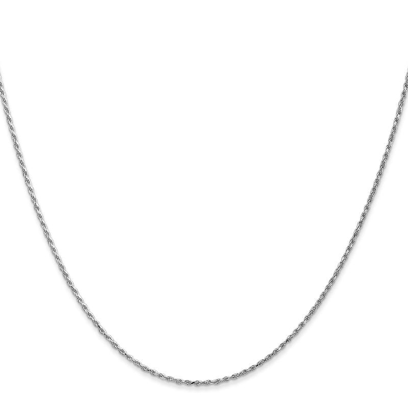 14K White Gold 10 inch 1.15mm Diamond-cut Machine Made Rope with Lobster Clasp Chain Anklet