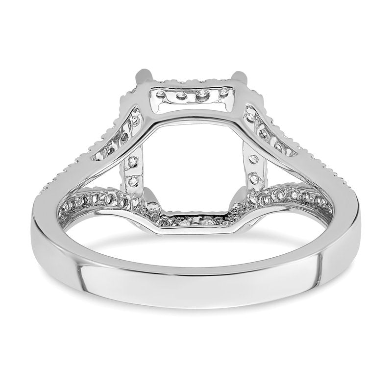 14K White Gold 3/8 carat Lab Grown Diamond VS+ F+ Semi-Mount Emerald Halo Engagement Ring