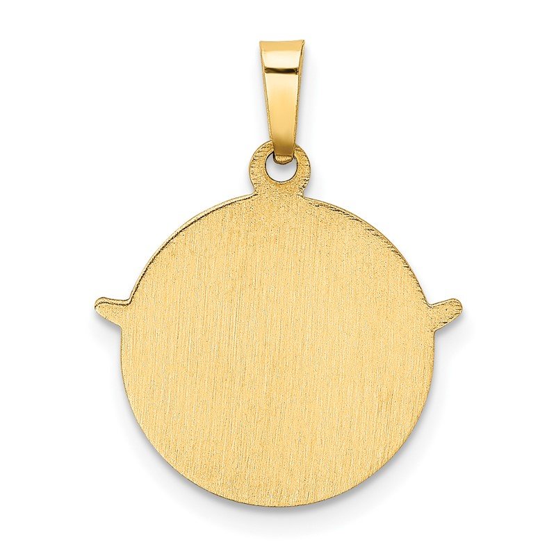 14k Polished and Satin Hollow Holy Spirit Medal Round Pendant