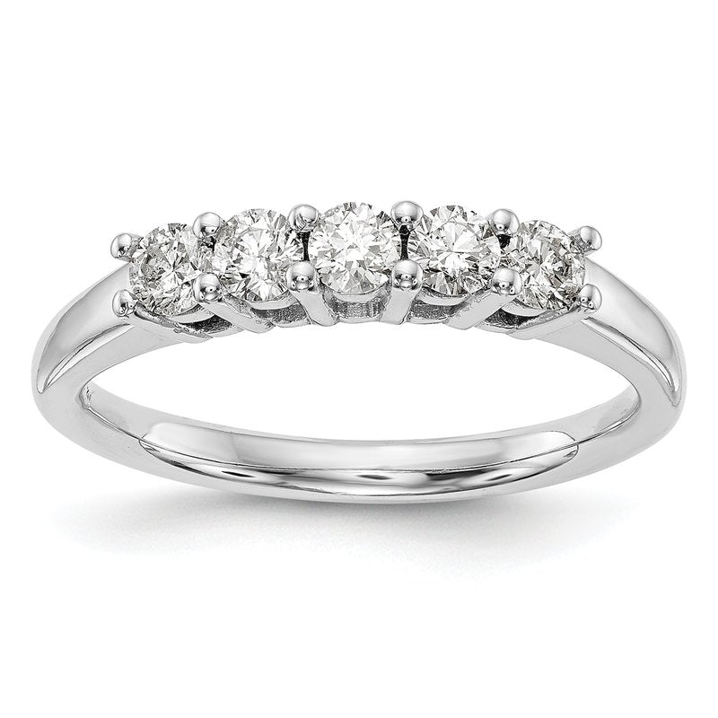 14K White Gold 1/2 carat Lab Grown Diamond VS/SI  D E F  5 Stone Ring