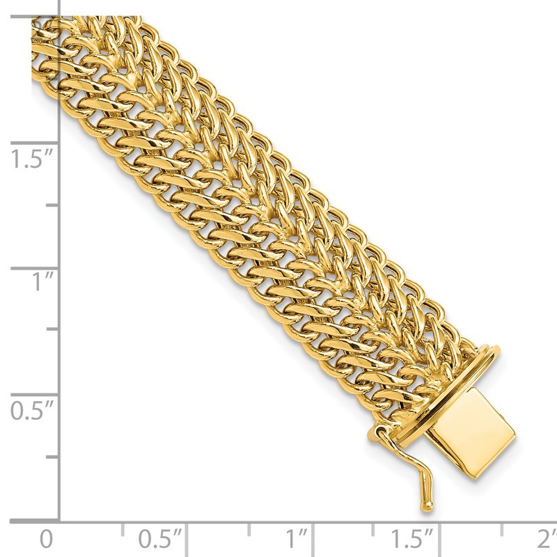 14k Polished 13mm Fancy Link 7.5 inch Bracelet