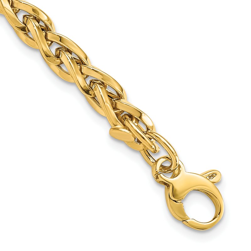 14k Polished 2.25mm Fancy Link 7.5 inch Bracelet Plus 1 inch Extender