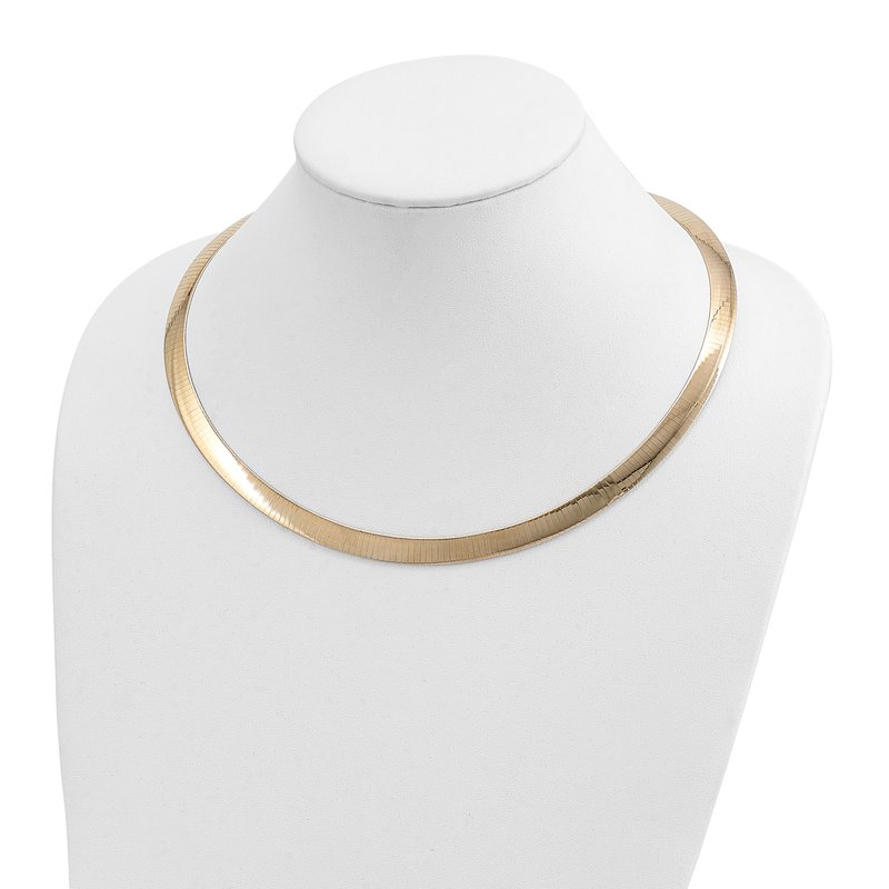 14k Two-tone 8mm Lightweight Reversible 16 inch Omega Necklace Plus 2 inch Heart Chain Extender