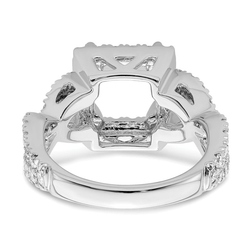 14K White Gold 1/2 carat Lab Grown Diamond VS/SI  D E F  Semi Mount Princess Halo Engagement Ring