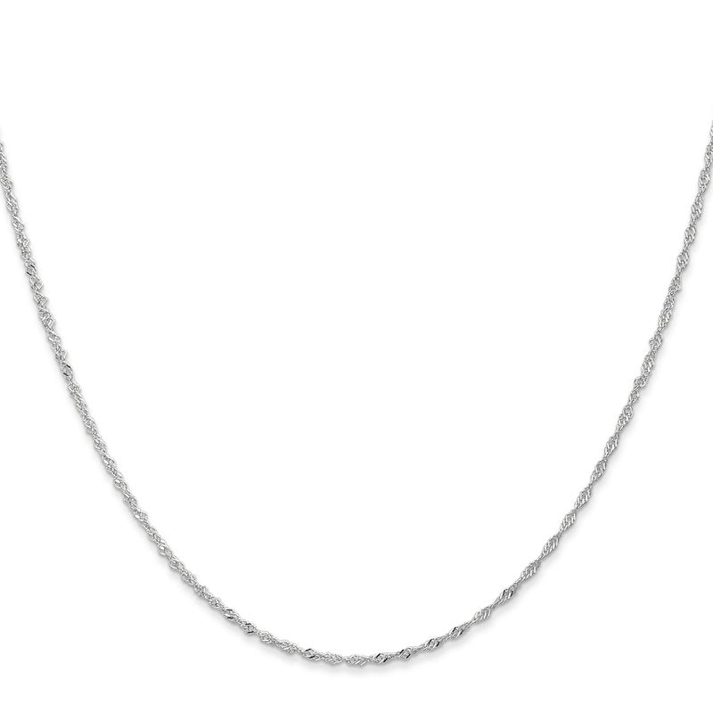 14K White Gold 1mm Singapore with Lobster Clasp Chain