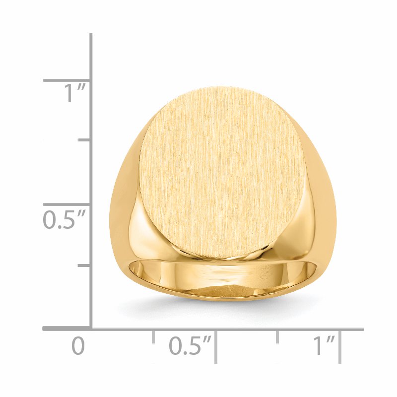 14k 17.5x19.5mm Closed Back Mens Signet Ring