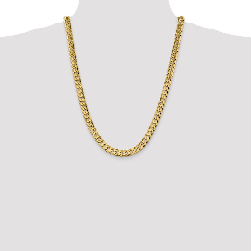 14K 26 inch 8.5mm Flat Beveled Curb with Lobster Clasp Chain