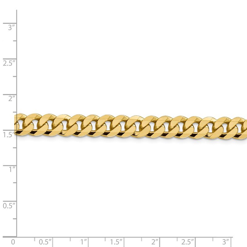14K 26 inch 8.5mm Flat Beveled Curb with Lobster Clasp Chain