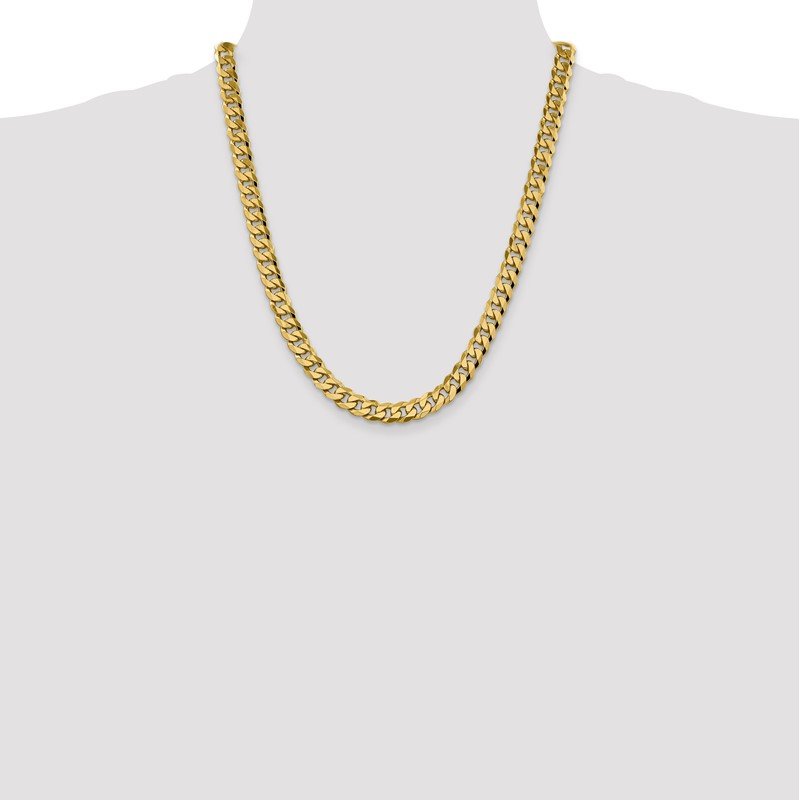 14K 26 inch 8.5mm Flat Beveled Curb with Lobster Clasp Chain