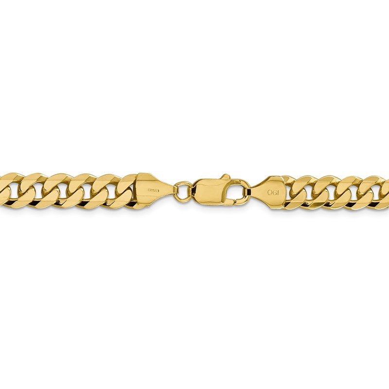 14K 26 inch 8.5mm Flat Beveled Curb with Lobster Clasp Chain