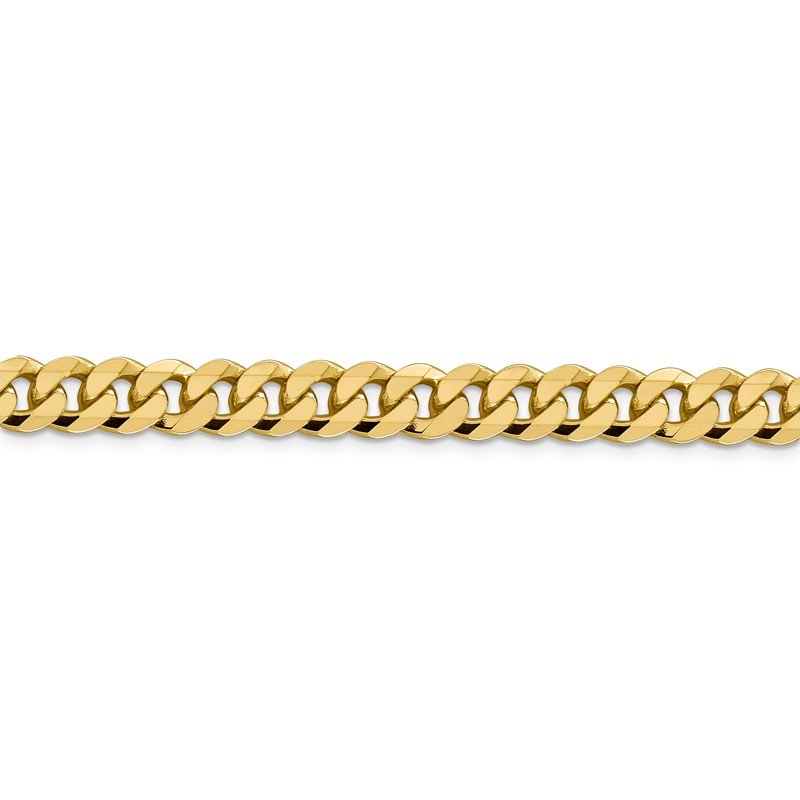14K 26 inch 8.5mm Flat Beveled Curb with Lobster Clasp Chain