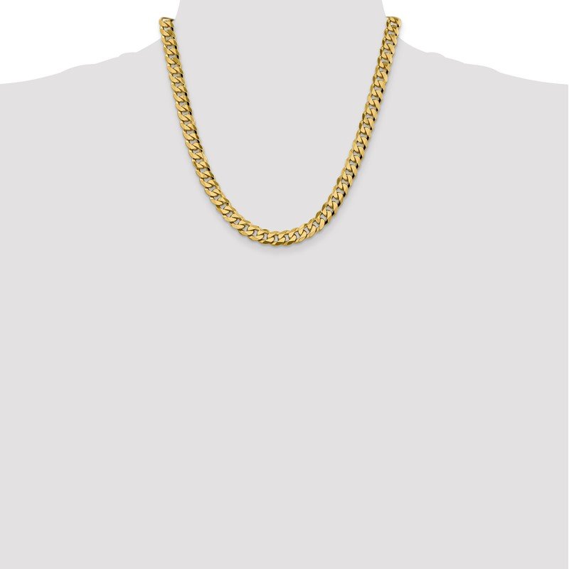 14K 26 inch 8.5mm Flat Beveled Curb with Lobster Clasp Chain