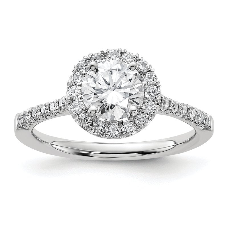 14K White Gold 1/4 carat Lab Grown Diamond VS+ F+ Semi-Mount Round Halo Engagement Ring