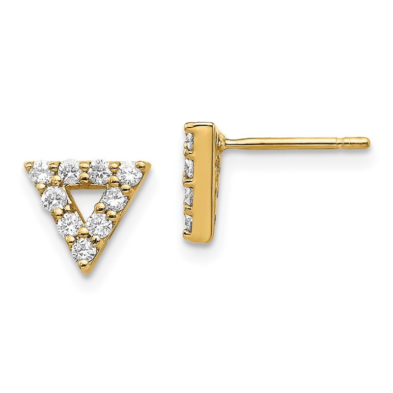 14k 1/3 carat Diamond Open Triangle Post Earrings