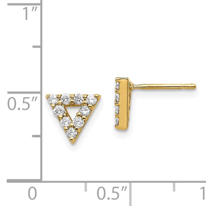 14k 1/3 carat Diamond Open Triangle Post Earrings