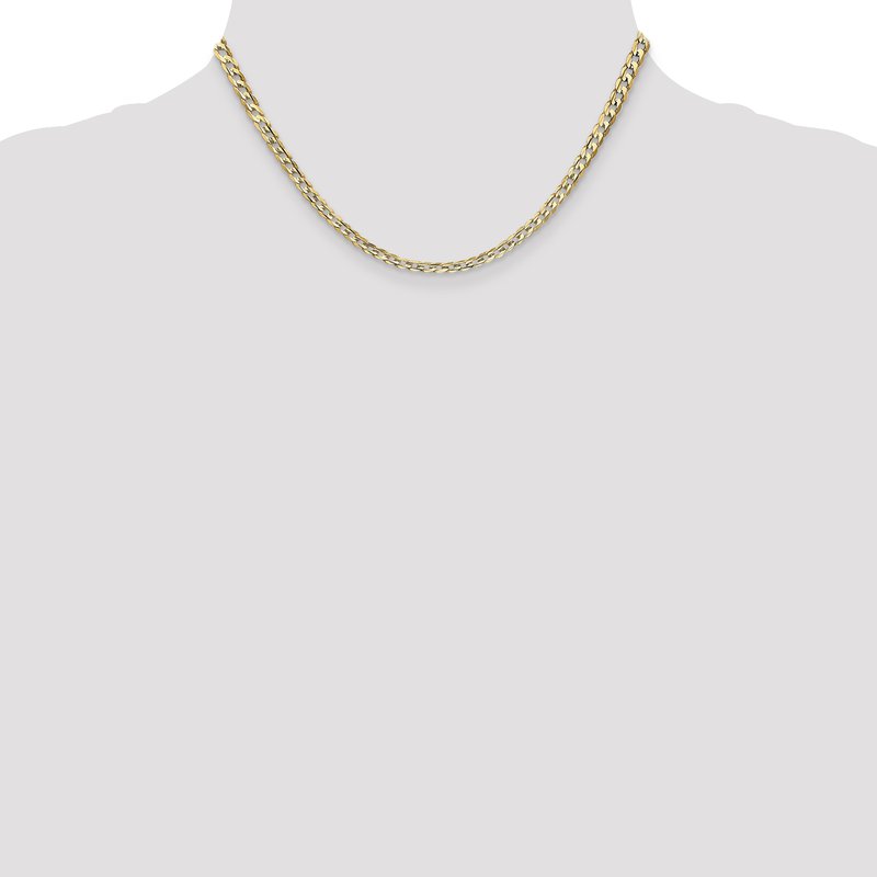 14K 26 inch 3.8mm Open Concave Curb with Lobster Clasp Chain