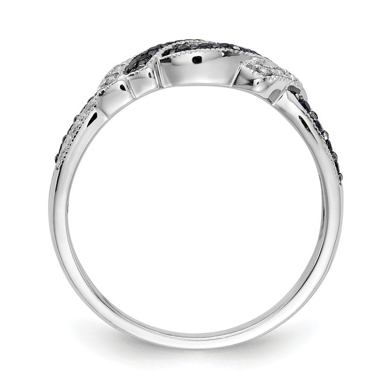 14k White Gold w/Black Rhodium White and Blue Diamond Ring