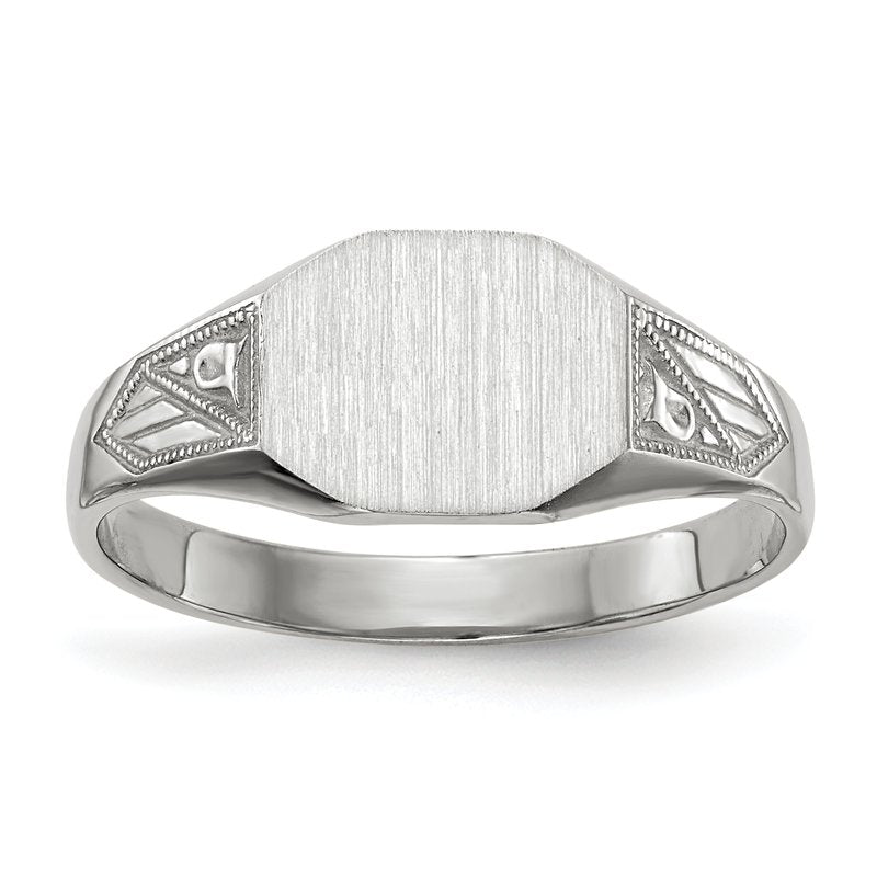 14k White Gold 9.0x7.0mm Closed Back Signet Ring