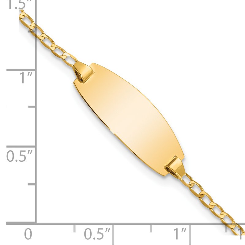 14k Polished Solid Chain/Solid Plate Curb Link Oval 18.5x8.5mm Plate 5.5 inch Baby/Child ID Bracelet
