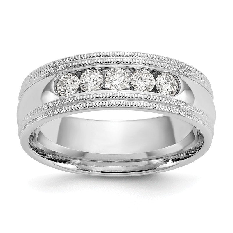 14K White Gold 1/2 carat Lab Grown Diamond VS+ F+ Size 10.5 Complete Double Miligrain Band
