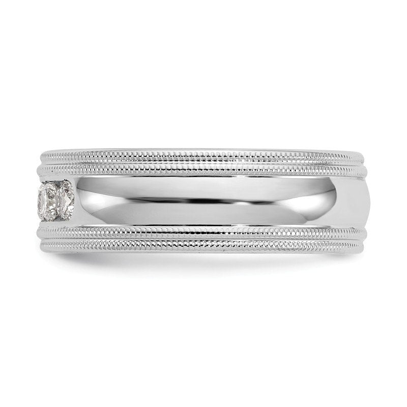 14K White Gold 1/2 carat Lab Grown Diamond VS+ F+ Size 10.5 Complete Double Miligrain Band