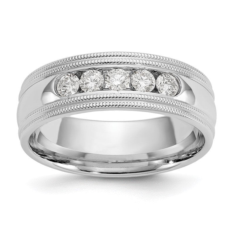 14K White Gold 1/2 carat Lab Grown Diamond VS+ F+ Size 10.5 Complete Double Miligrain Band