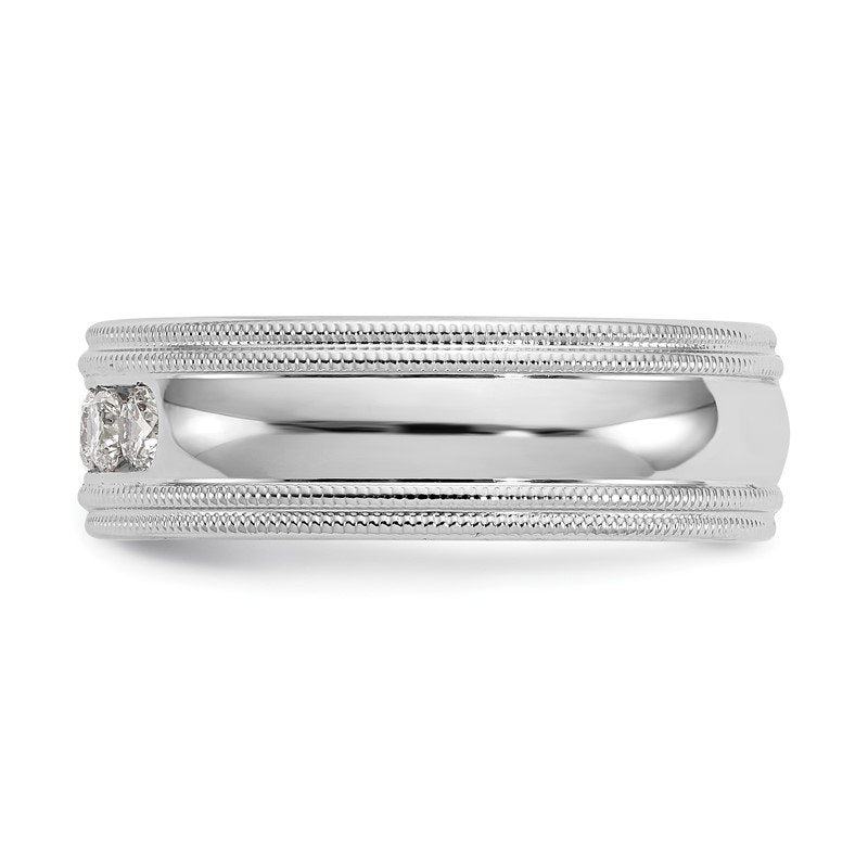 14K White Gold 1/2 carat Lab Grown Diamond VS+ F+ Size 10.5 Complete Double Miligrain Band