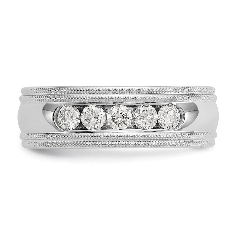 14K White Gold 1/2 carat Lab Grown Diamond VS+ F+ Size 10.5 Complete Double Miligrain Band