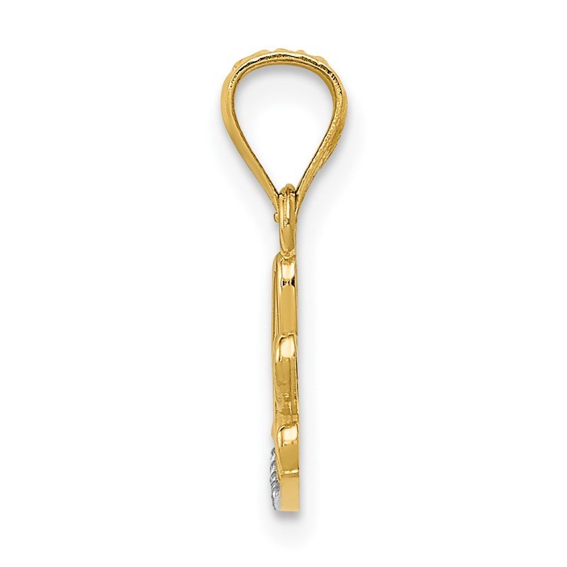 14k and White Rhodium Diamond-cut LOVE Script Pendant