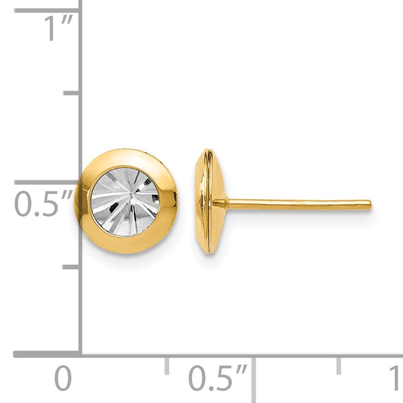 14K Rhodium and Polished and D/C Post Earrings