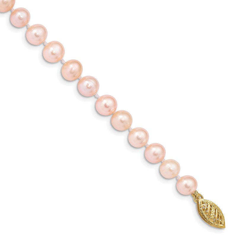 14k 5-6mm Pink Near-Round Freshwater Cultured Pearl 16 inch Necklace