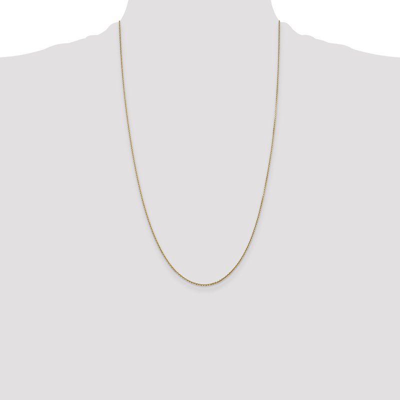 14K 26 inch .9mm Diamond-cut Round Open Link Cable with Lobster Clasp Chain