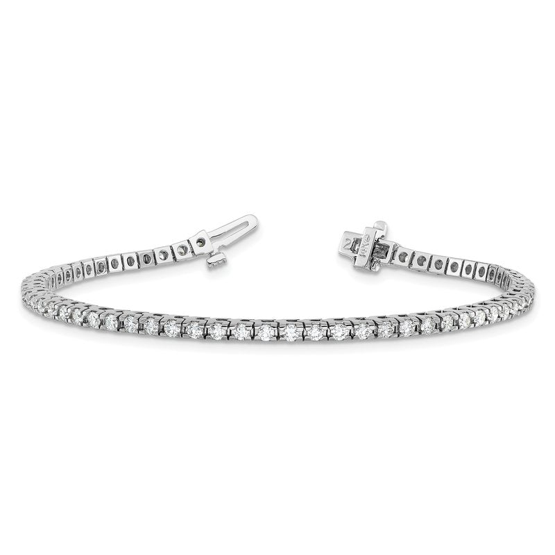 14K White Gold 2 1/6 carat Lab Grown Diamond VS+ F+ Complete Tennis Bracelet