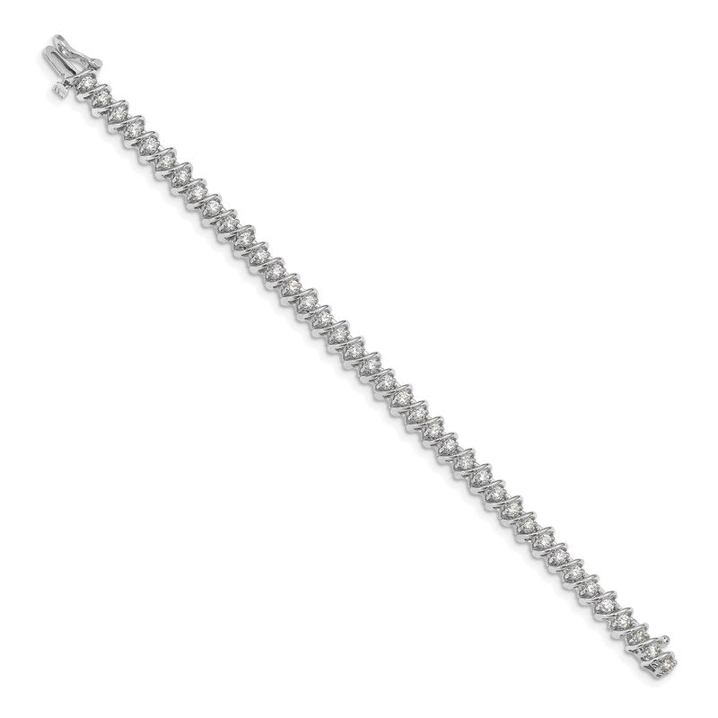 14k White Gold Complete 2.25 carat Round VS Diamond Fancy Spiral 7 inch Tennis Bracelet
