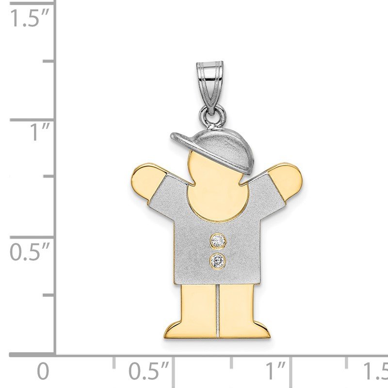 14k Two-tone The Kids Medium Boy with Hat on Right AA Diamond Love Pendant