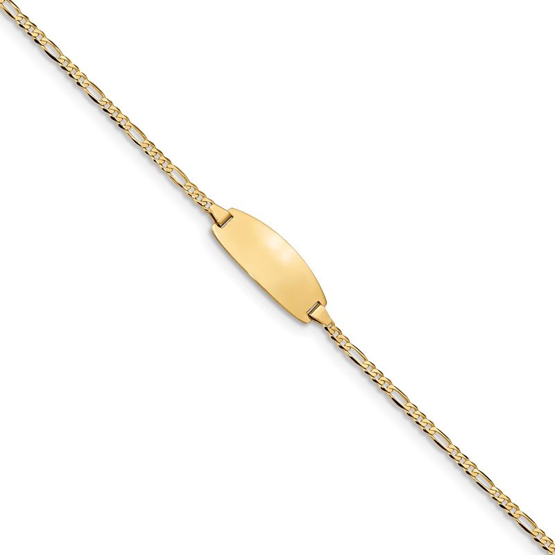 14k Polished Solid Chain/Solid Plate Figaro Link Oval 18.5x7.5mm Plate 5.5 inch Baby/Child ID Bracelet