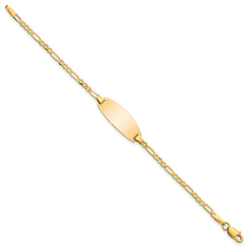 14k Polished Solid Chain/Solid Plate Figaro Link Oval 18.5x7.5mm Plate 5.5 inch Baby/Child ID Bracelet
